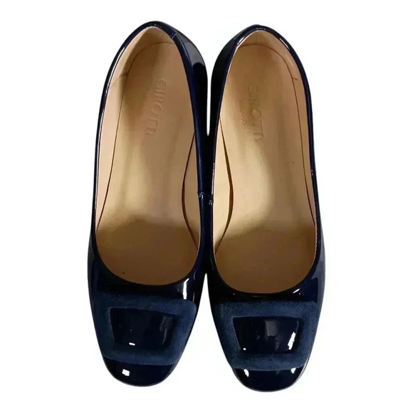 Girotti Classic Heeled Shoes Slip On Navy Blue Leather Handmade 35/US 4 - 5 - Picture 4 of 10
